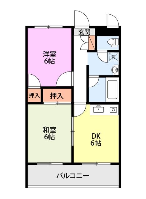 シティクレスト花かいどう(2DK/2階)の間取り写真