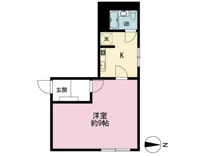 ミハルアート逗子海岸(1K/2階)の間取り写真