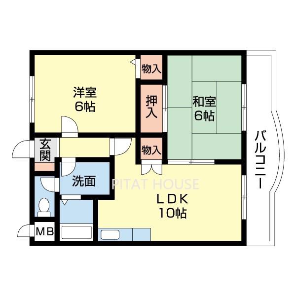カサデ楠見(2LDK/2階)の間取り写真