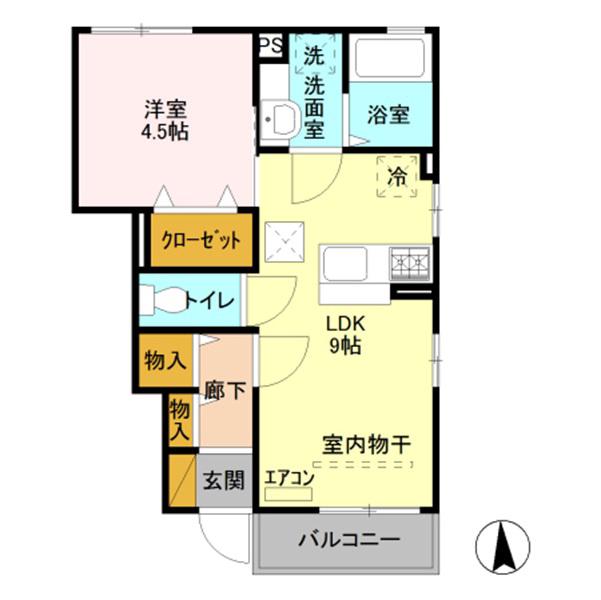 トゥールモンド(1LDK/1階)の間取り写真