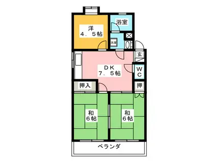 中濃ハイツ(3DK/3階)の間取り写真