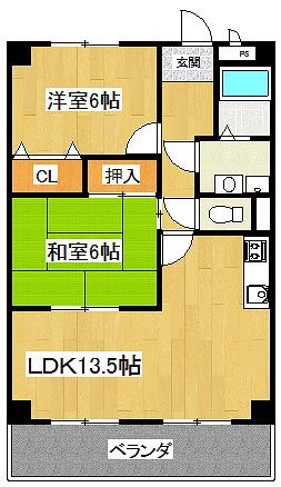 ジュエルタウン(2LDK/1階)の間取り写真