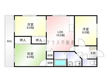 屋戸ハイツ(3LDK/3階)の間取り写真