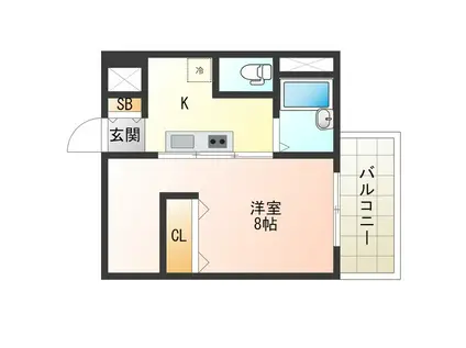 ボヌール・エイワ(1K/3階)の間取り写真