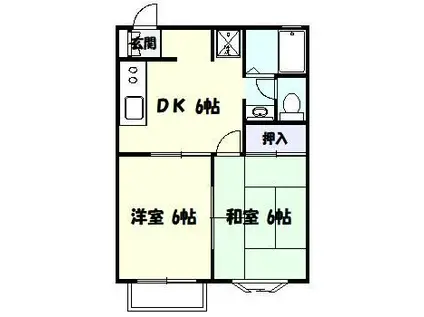 カームハイツ宮崎(2DK/1階)の間取り写真