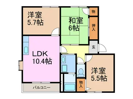 アドザックス桃山(3LDK/1階)の間取り写真
