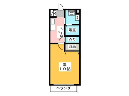 アビタシオン・シャーム(1K/1階)の間取り写真