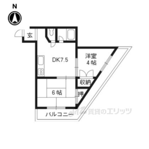 Mプラザ津田駅前弐番館(2DK/3階)の間取り写真