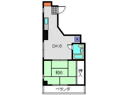 小川ビル(1K/4階)の間取り写真