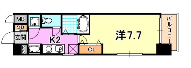 ステーションコートノース(1K/2階)の間取り写真