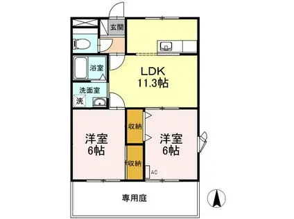 ディスカバリー柿田II(2LDK/1階)の間取り写真