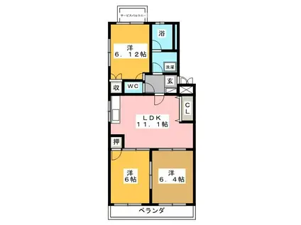 アドリームたかしま(3LDK/2階)の間取り写真