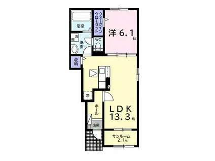 コウナI(1LDK/1階)の間取り写真