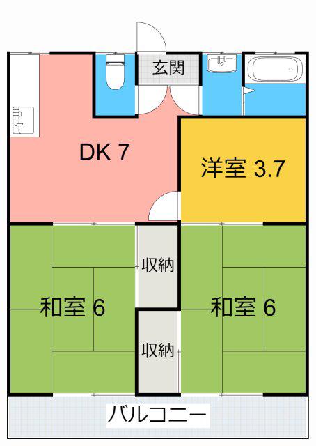 南根ハイツ(3DK/1階)の間取り写真