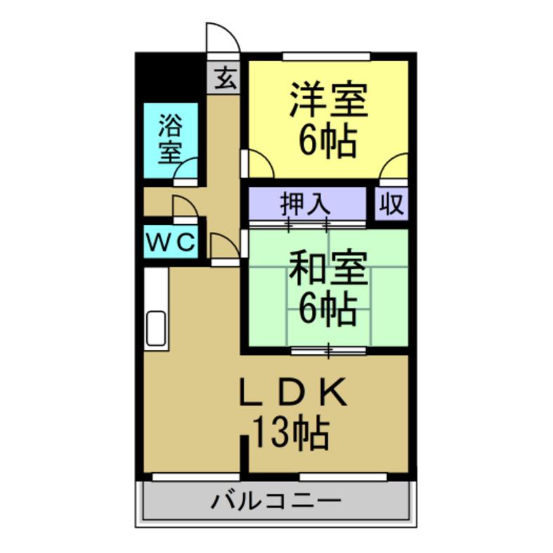 レジデンスひまわり(2LDK/3階)の間取り写真