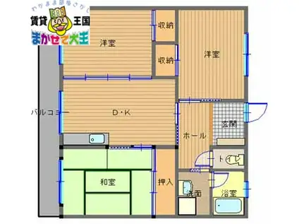 ファミール森の木(3DK/1階)の間取り写真