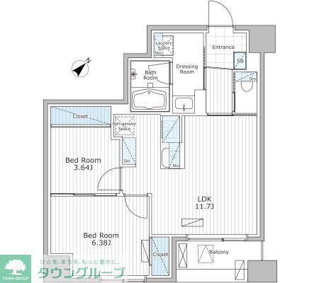 アスブルーム奥浅草(2LDK/2階)の間取り写真