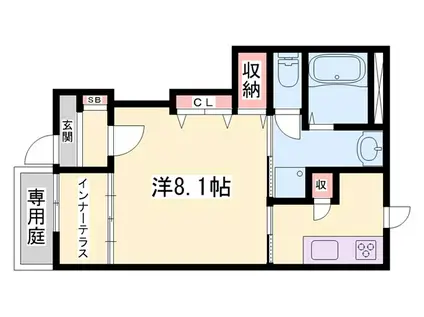 プランドールメゾンII(1K/1階)の間取り写真