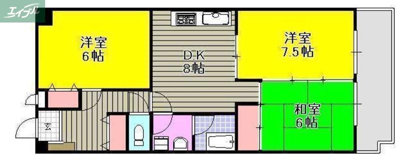 グレースマンションエルフ(3DK/5階)の間取り写真