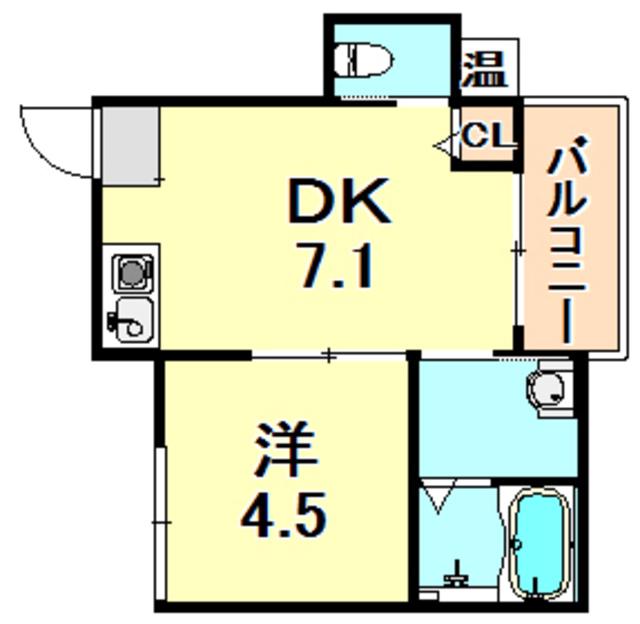 ユニオンハイツ北野PART2(1DK/1階)の間取り写真