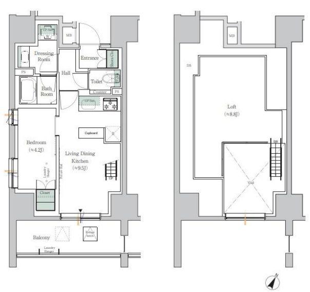 ONE ROOF RESIDENCE TAMACHI(1LDK/2階)の間取り写真