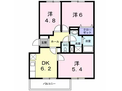 エクセルステージI(3DK/3階)の間取り写真