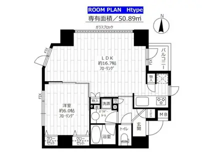 グランドコンシェルジュ錦糸町アジールコート(1LDK/2階)の間取り写真