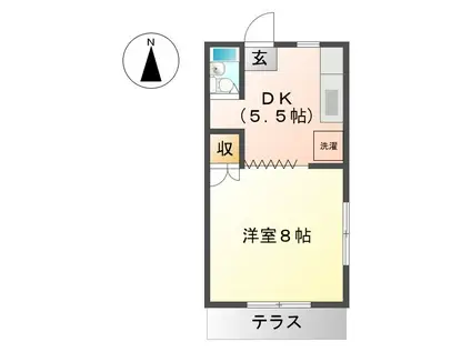 コーポウイン(1DK/2階)の間取り写真