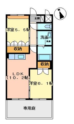 アイリスコート白石(2LDK/1階)の間取り写真