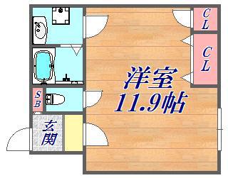 平野レジデンス(ワンルーム/2階)の間取り写真