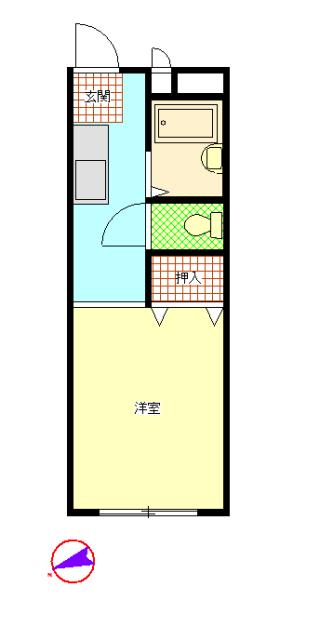 糸井ハイツ(1K/1階)の間取り写真