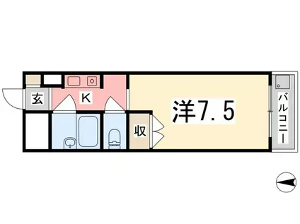 ロッキーコート太子(1K/9階)の間取り写真