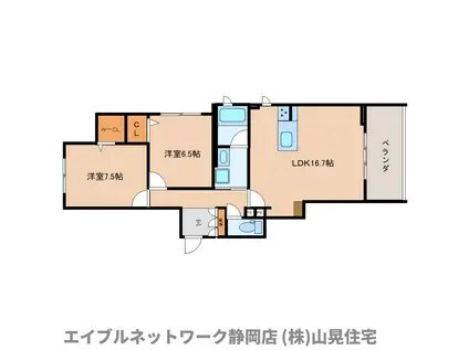 CRESTIEQ長谷通(2LDK/2階)の間取り写真
