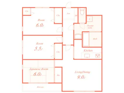 JLBグランエクリュ大磯(3LDK/3階)の間取り写真
