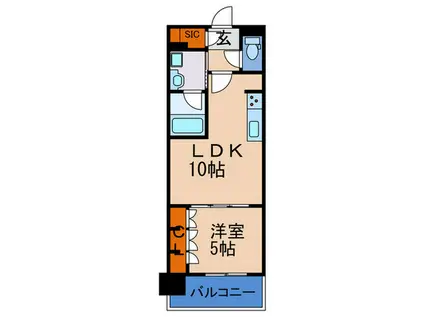 ザ・京都レジデンス四条河原町(1LDK/9階)の間取り写真