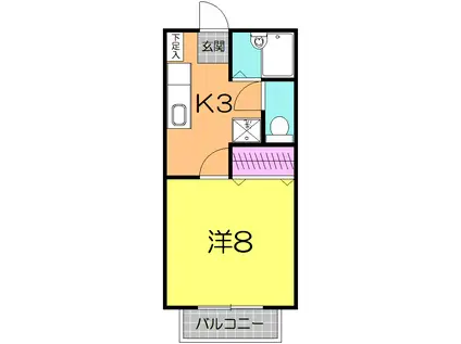 ブリリアント(1K/1階)の間取り写真