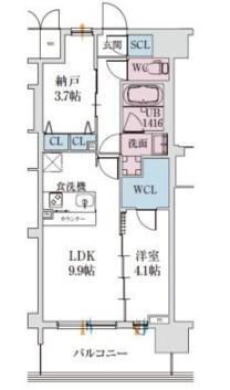 スプランディッド梅田グランノース(2LDK/4階)の間取り写真