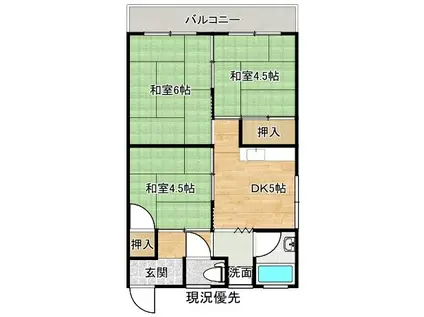 コーポ大栄(3DK/2階)の間取り写真