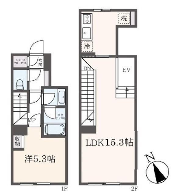 TRADIS荏原中延(1LDK/5階)の間取り写真