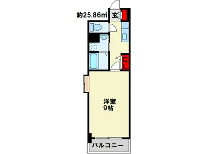 ヒルズ鍛冶町(1K/4階)の間取り写真