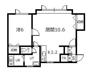 タウンズ神居(1LDK/2階)の間取り写真