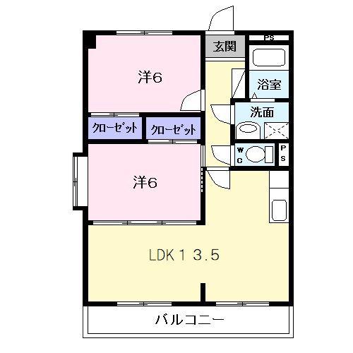 ラフィネ・ドミール(2LDK/1階)の間取り写真