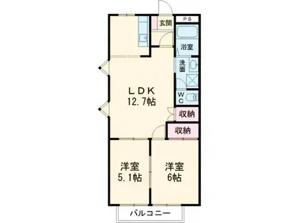 セピアガーデン I(2LDK/1階)の間取り写真