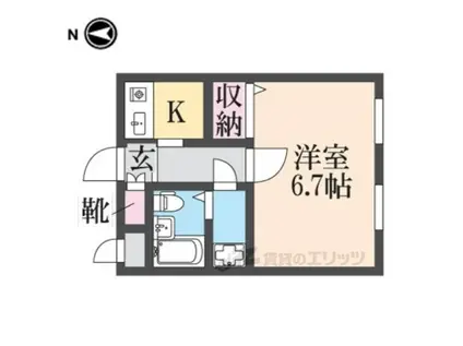 センターコート(1K/4階)の間取り写真