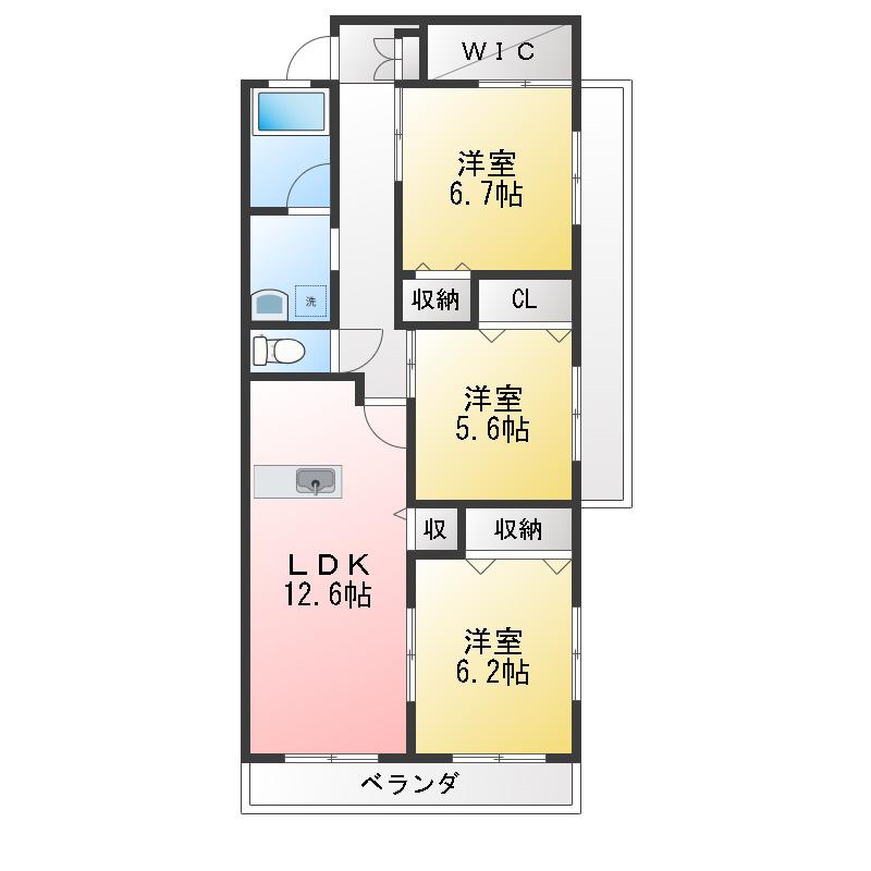 ジューダン・ブルク(3LDK/2階)の間取り写真