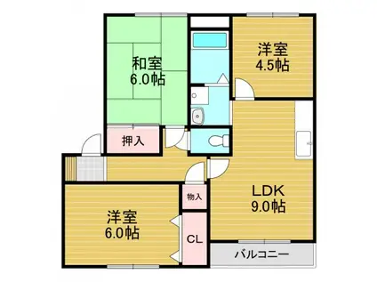アドザックス宮崎(3LDK/1階)の間取り写真
