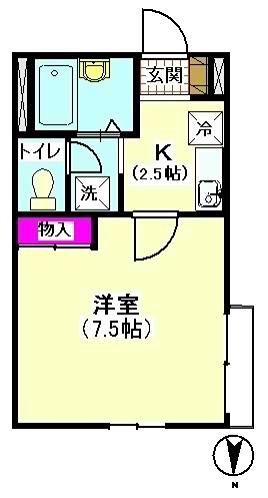 アーカス(1K/1階)の間取り写真