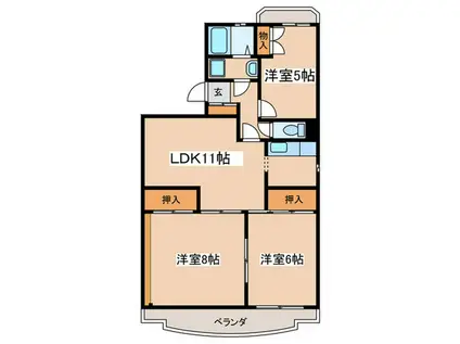 第2府川マンション(3LDK/2階)の間取り写真
