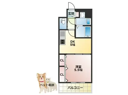 CITYSPIRE鶴見(1DK/2階)の間取り写真