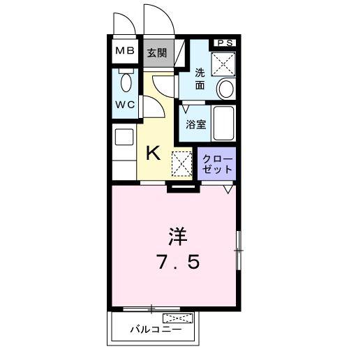 アヴニール(1K/1階)の間取り写真